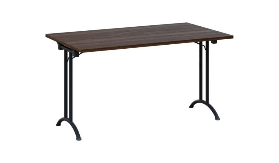 SLA 140 lak skládací jednací stůl 1394x800, deska 25 mm, podnož černý lak, deska ořech královský